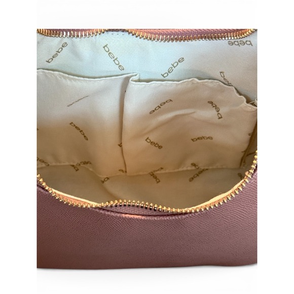 Bebe Emma Small Hobo Shoulder Bag Dark Blush Gold Chain Accents MSRP 109 - Picture 7 of 9